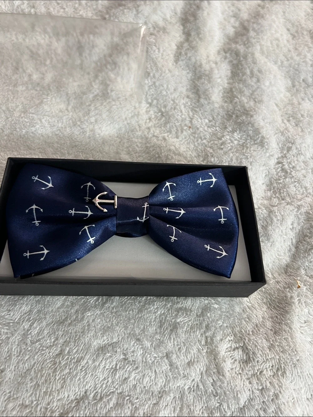 Tytus Tied Navy Anchor Patterned kids/Mens Bow Tie with silver anchor emblem